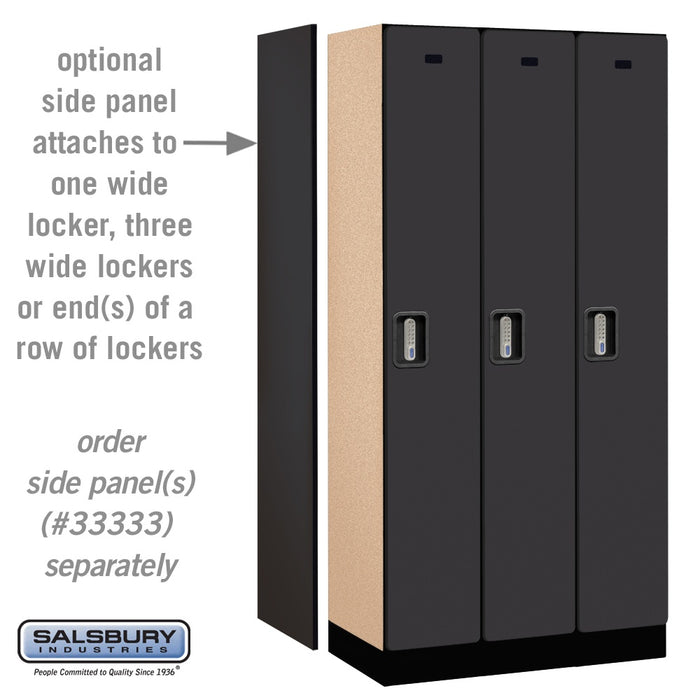 Salsbury 12" Wide Single Tier Designer Wood Locker - 3 Wide - 6 Feet High - 18 Inches Deep - Black - Silver Electronic Locks - Sweatfully