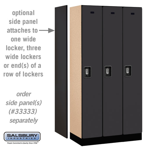 Salsbury 12" Wide Single Tier Designer Wood Locker - 3 Wide - 6 Feet High - 18 Inches Deep - Black - Silver Resettable Combination Locks - Sweatfully