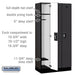 Salsbury 12" Wide Single Tier Designer Wood Locker - 3 Wide - 6 Feet High - 18 Inches Deep - Black - Silver Resettable Combination Locks - Sweatfully