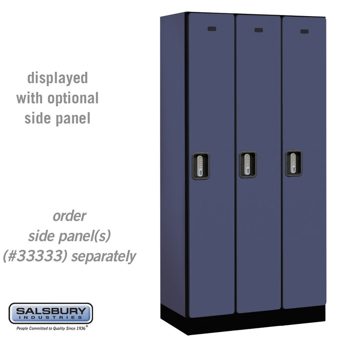 Salsbury 12" Wide Single Tier Designer Wood Locker - 3 Wide - 6 Feet High - 18 Inches Deep - Blue - Silver Electronic Locks - Sweatfully