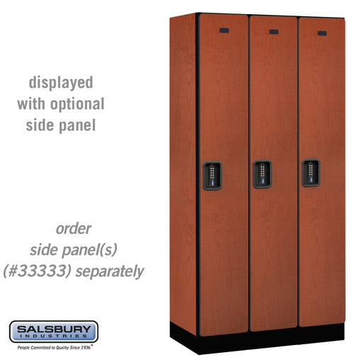 Salsbury 12" Wide Single Tier Designer Wood Locker - 3 Wide - 6 Feet High - 18 Inches Deep - Cherry - Black Electronic Locks - Sweatfully