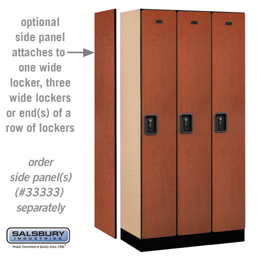 Salsbury 12" Wide Single Tier Designer Wood Locker - 3 Wide - 6 Feet High - 18 Inches Deep - Cherry - Black Resettable Combination Locks - Sweatfully