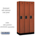 Salsbury 12" Wide Single Tier Designer Wood Locker - 3 Wide - 6 Feet High - 18 Inches Deep - Cherry - Black Resettable Combination Locks - Sweatfully