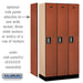 Salsbury 12" Wide Single Tier Designer Wood Locker - 3 Wide - 6 Feet High - 18 Inches Deep - Cherry - Silver Electronic Locks - Sweatfully
