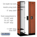 Salsbury 12" Wide Single Tier Designer Wood Locker - 3 Wide - 6 Feet High - 18 Inches Deep - Cherry - Silver Electronic Locks - Sweatfully