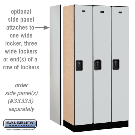 Salsbury 12" Wide Single Tier Designer Wood Locker - 3 Wide - 6 Feet High - 18 Inches Deep - Gray - Black Resettable Combination Locks - Sweatfully