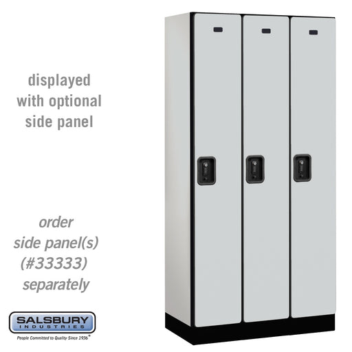 Salsbury 12" Wide Single Tier Designer Wood Locker - 3 Wide - 6 Feet High - 18 Inches Deep - Gray - Black Resettable Combination Locks - Sweatfully