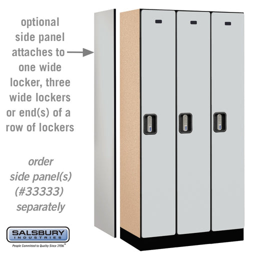 Salsbury 12" Wide Single Tier Designer Wood Locker - 3 Wide - 6 Feet High - 18 Inches Deep - Gray - Silver Electronic Locks - Sweatfully