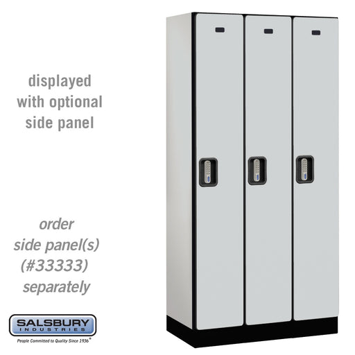 Salsbury 12" Wide Single Tier Designer Wood Locker - 3 Wide - 6 Feet High - 18 Inches Deep - Gray - Silver Electronic Locks - Sweatfully