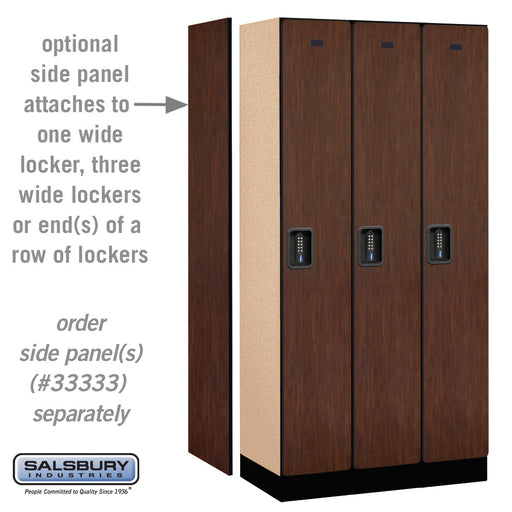 Salsbury 12" Wide Single Tier Designer Wood Locker - 3 Wide - 6 Feet High - 18 Inches Deep - Mahogany - Black Electronic Locks - Sweatfully