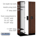 Salsbury 12" Wide Single Tier Designer Wood Locker - 3 Wide - 6 Feet High - 18 Inches Deep - Mahogany - Black Electronic Locks - Sweatfully