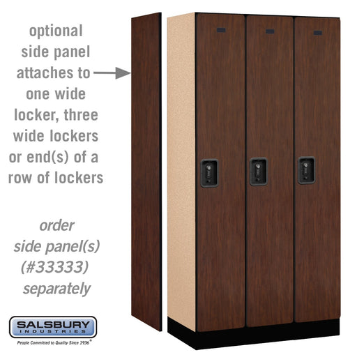 Salsbury 12" Wide Single Tier Designer Wood Locker - 3 Wide - 6 Feet High - 18 Inches Deep - Mahogany - Black Resettable Combination Locks - Sweatfully