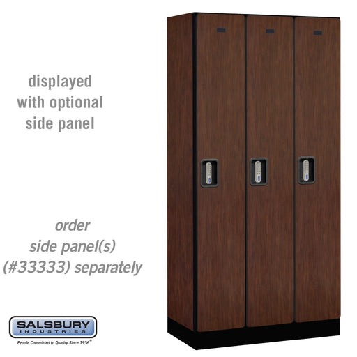 Salsbury 12" Wide Single Tier Designer Wood Locker - 3 Wide - 6 Feet High - 18 Inches Deep - Mahogany - Silver Electronic Locks - Sweatfully