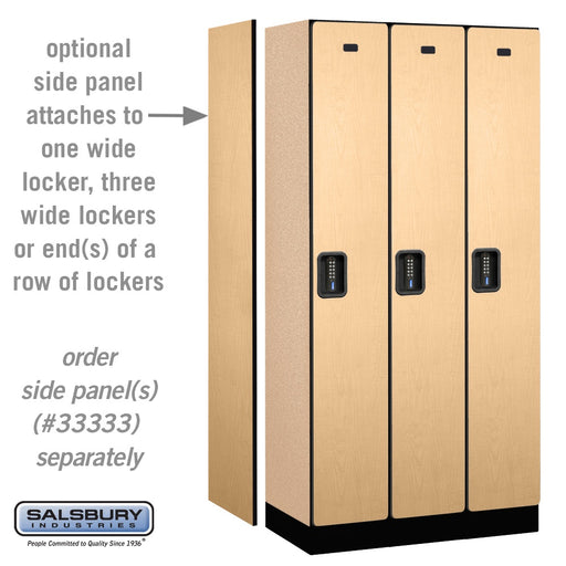 Salsbury 12" Wide Single Tier Designer Wood Locker - 3 Wide - 6 Feet High - 18 Inches Deep - Maple - Black Electronic Locks - Sweatfully