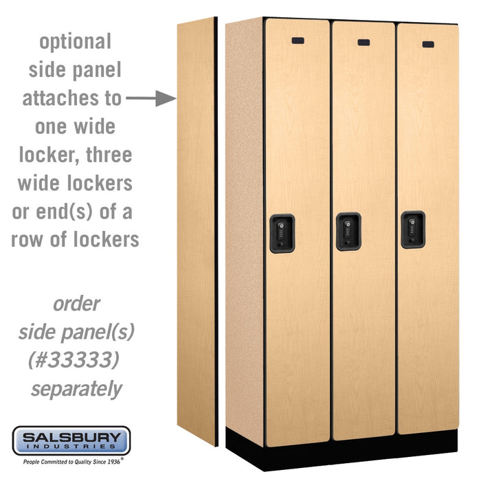 Salsbury 12" Wide Single Tier Designer Wood Locker - 3 Wide - 6 Feet High - 18 Inches Deep - Maple - Black Resettable Combination Locks - Sweatfully