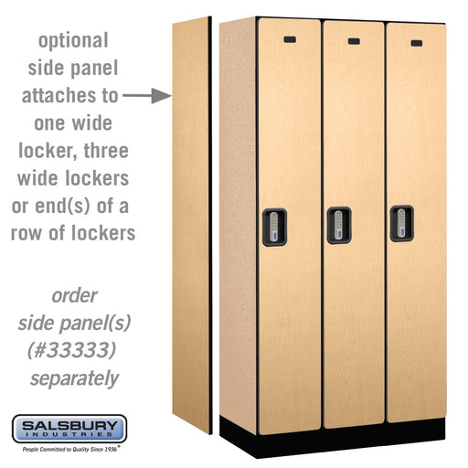 Salsbury 12" Wide Single Tier Designer Wood Locker - 3 Wide - 6 Feet High - 18 Inches Deep - Maple - Silver Electronic Locks - Sweatfully