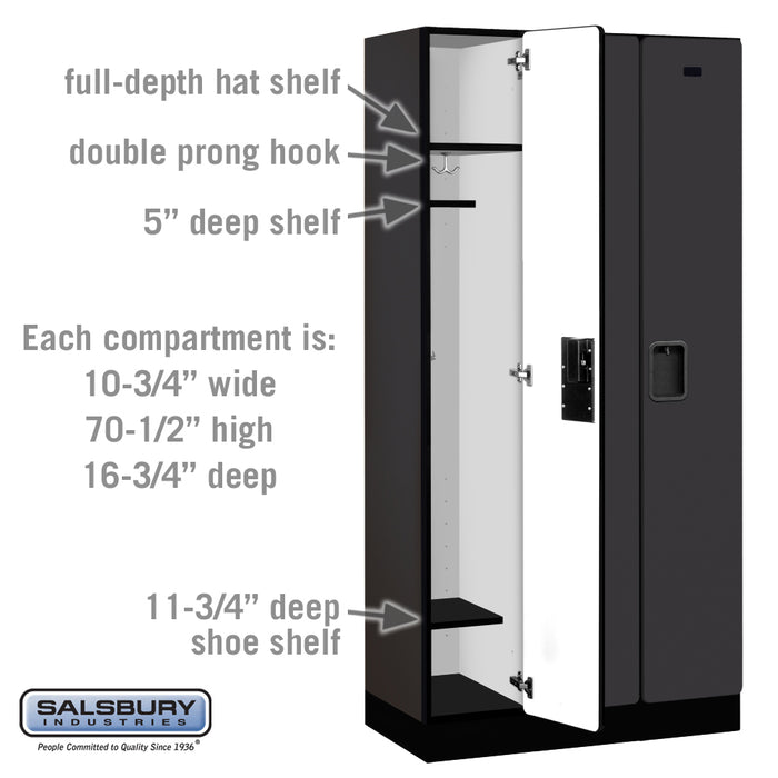 Salsbury 12" Wide Single Tier Designer Wood Locker - 3 Wide - 6 Feet High - 18 Inches Deep - Black - Hasps - Sweatfully
