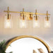 Jasper Black & Gold Clear Glass 4-Light Bathroom Vanity Light - Sweatfully