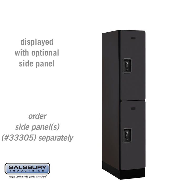 Salsbury 12" Wide Double Tier Designer Wood Locker - 1 Wide - 5 Feet High - 21 Inches Deep - Black - Black Resettable Combination Locks - Sweatfully