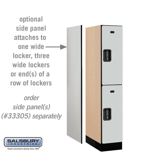 Salsbury 12" Wide Double Tier Designer Wood Locker - 1 Wide - 5 Feet High - 21 Inches Deep - Gray - Black Electronic Locks - Sweatfully