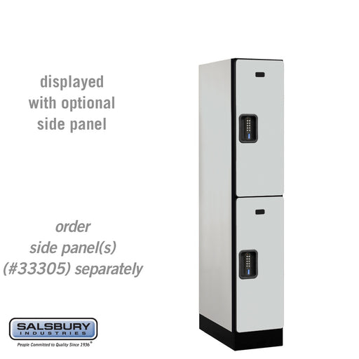 Salsbury 12" Wide Double Tier Designer Wood Locker - 1 Wide - 5 Feet High - 21 Inches Deep - Gray - Black Electronic Locks - Sweatfully