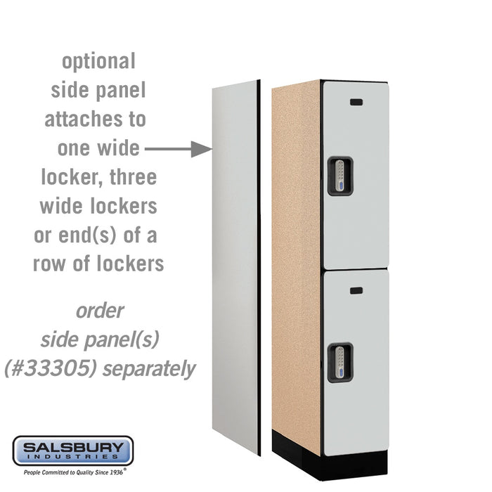 Salsbury 12" Wide Double Tier Designer Wood Locker - 1 Wide - 5 Feet High - 21 Inches Deep - Gray - Silver Electronic Locks - Sweatfully