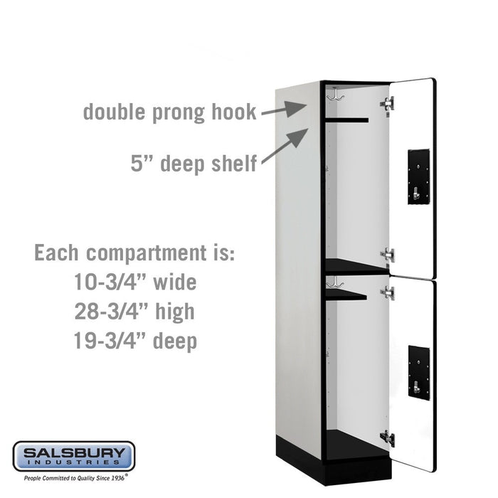 Salsbury 12" Wide Double Tier Designer Wood Locker - 1 Wide - 5 Feet High - 21 Inches Deep - Gray - Silver Electronic Locks - Sweatfully