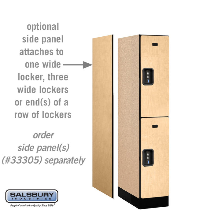 Salsbury 12" Wide Double Tier Designer Wood Locker - 1 Wide - 5 Feet High - 21 Inches Deep - Maple - Black Electronic Locks - Sweatfully