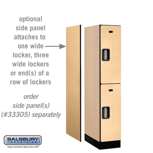 Salsbury 12" Wide Double Tier Designer Wood Locker - 1 Wide - 5 Feet High - 21 Inches Deep - Maple - Silver Electronic Locks - Sweatfully