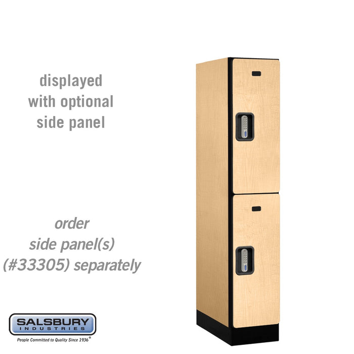 Salsbury 12" Wide Double Tier Designer Wood Locker - 1 Wide - 5 Feet High - 21 Inches Deep - Maple - Silver Electronic Locks - Sweatfully