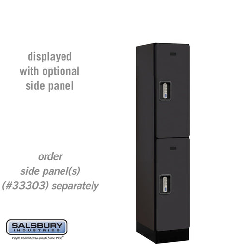 Salsbury 12" Wide Double Tier Designer Wood Locker - 1 Wide - 5 Feet High - 18 Inches Deep - Black - Silver Electronic Locks - Sweatfully