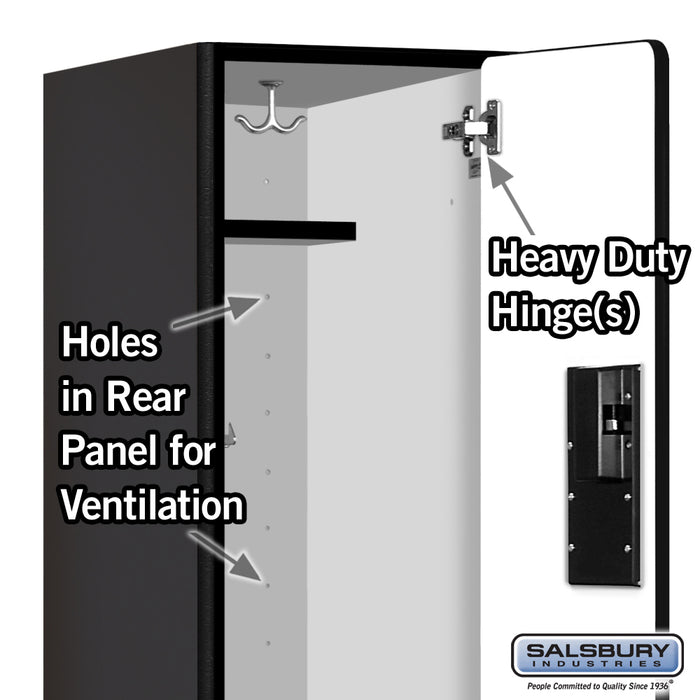 Salsbury 12" Wide Double Tier Designer Wood Locker - 1 Wide - 5 Feet High - 18 Inches Deep - Black - Hasps - Sweatfully