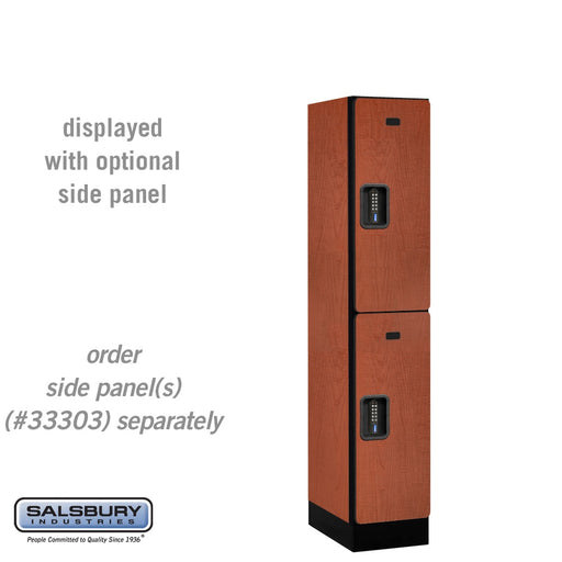 Salsbury 12" Wide Double Tier Designer Wood Locker - 1 Wide - 5 Feet High - 18 Inches Deep - Cherry - Black Electronic Locks - Sweatfully