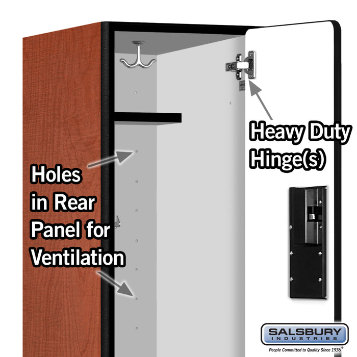 Salsbury 12" Wide Double Tier Designer Wood Locker - 1 Wide - 5 Feet High - 18 Inches Deep - Cherry - Hasps - Sweatfully