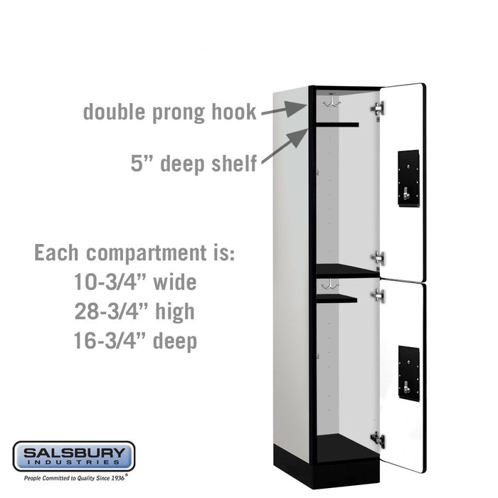 Salsbury 12" Wide Double Tier Designer Wood Locker - 1 Wide - 5 Feet High - 18 Inches Deep - Gray - Black Electronic Locks - Sweatfully