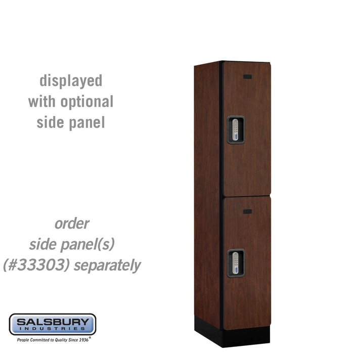 Salsbury 12" Wide Double Tier Designer Wood Locker - 1 Wide - 5 Feet High - 18 Inches Deep - Mahogany - Silver Electronic Locks - Sweatfully