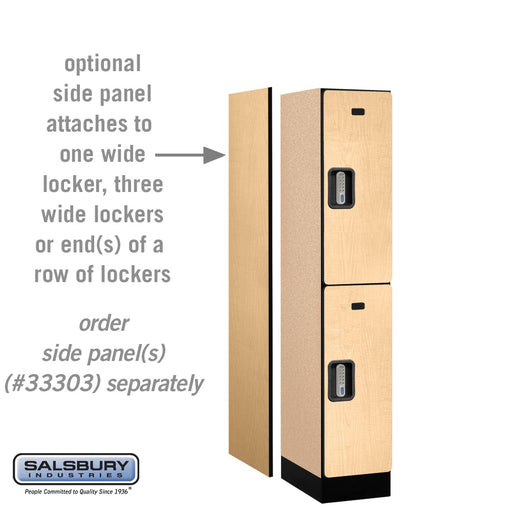 Salsbury 12" Wide Double Tier Designer Wood Locker - 1 Wide - 5 Feet High - 18 Inches Deep - Maple - Silver Electronic Locks - Sweatfully