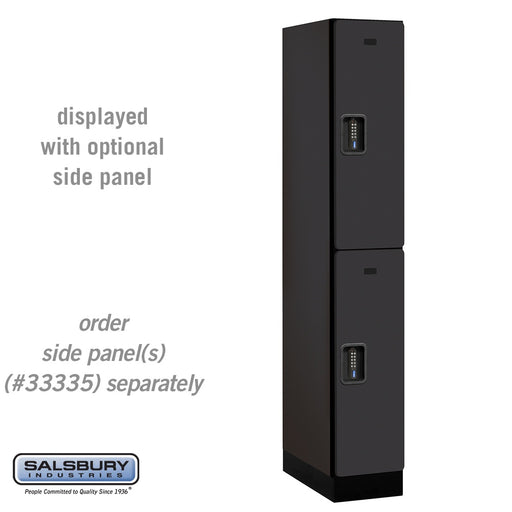 Salsbury 12" Wide Double Tier Designer Wood Locker - 1 Wide - 6 Feet High - 21 Inches Deep - Black - Black Electronic Locks - Sweatfully