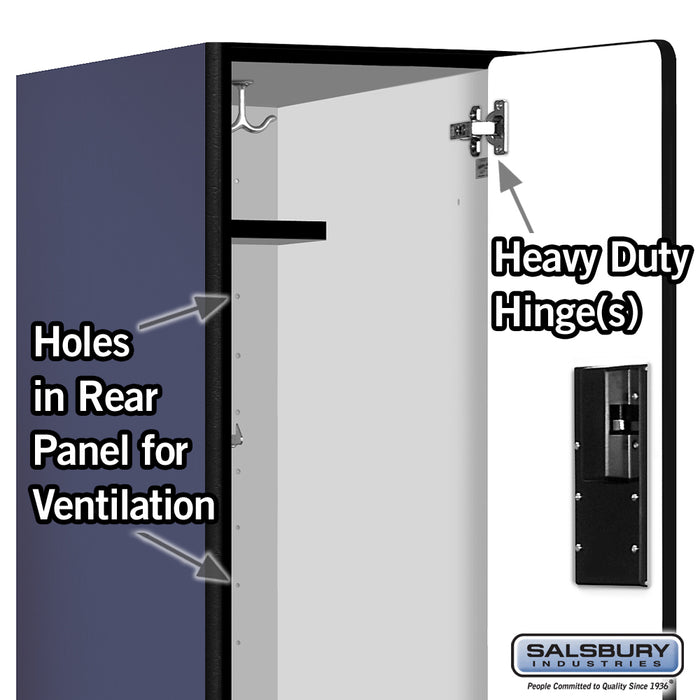 Salsbury 12" Wide Double Tier Designer Wood Locker - 1 Wide - 6 Feet High - 21 Inches Deep - Blue - Hasps - Sweatfully