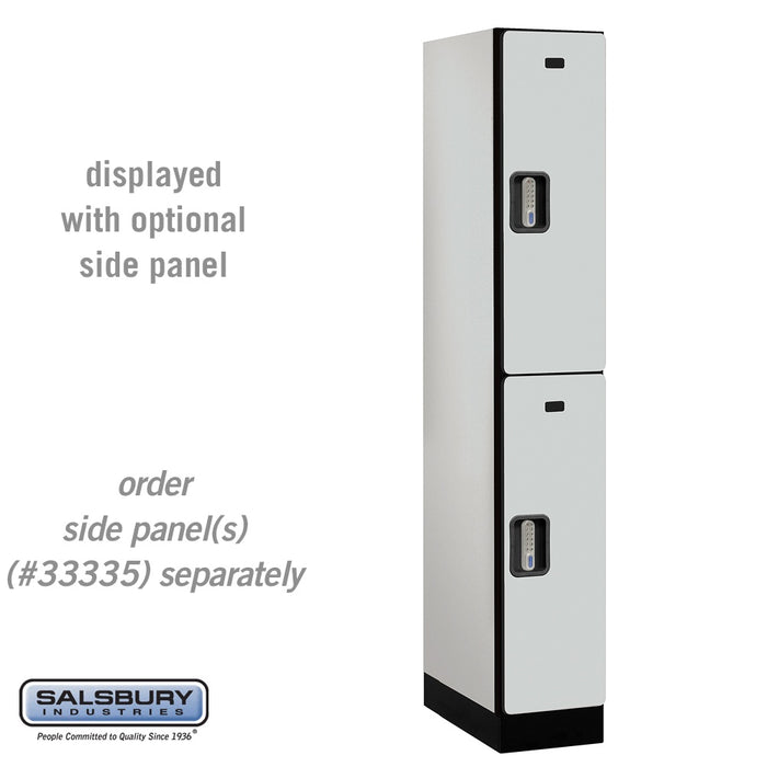 Salsbury 12" Wide Double Tier Designer Wood Locker - 1 Wide - 6 Feet High - 21 Inches Deep - Gray - Silver Electronic Locks - Sweatfully