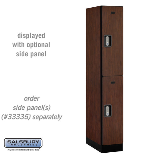 Salsbury 12" Wide Double Tier Designer Wood Locker - 1 Wide - 6 Feet High - 21 Inches Deep - Mahogany - Silver Electronic Locks - Sweatfully