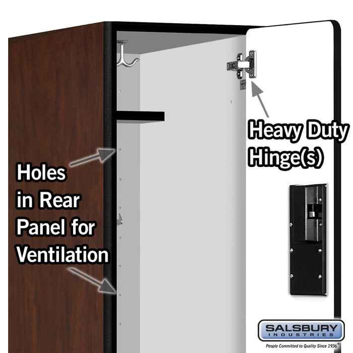 Salsbury 12" Wide Double Tier Designer Wood Locker - 1 Wide - 6 Feet High - 21 Inches Deep - Mahogany - Hasps - Sweatfully