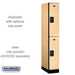 Salsbury 12" Wide Double Tier Designer Wood Locker - 1 Wide - 6 Feet High - 21 Inches Deep - Maple - Black Resettable Combination Locks - Sweatfully