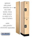 Salsbury 12" Wide Double Tier Designer Wood Locker - 1 Wide - 6 Feet High - 21 Inches Deep - Maple - Silver Electronic Locks - Sweatfully