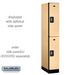 Salsbury 12" Wide Double Tier Designer Wood Locker - 1 Wide - 6 Feet High - 21 Inches Deep - Maple - Silver Resettable Combination Locks - Sweatfully
