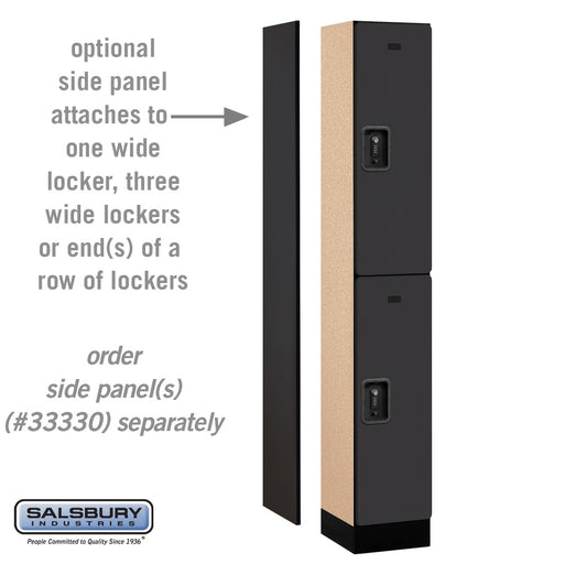 Salsbury 12" Wide Double Tier Designer Wood Locker - 1 Wide - 6 Feet High - 15 Inches Deep - Black - Black Resettable Combination Locks - Sweatfully