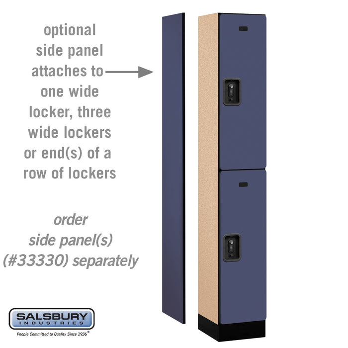 Salsbury 12" Wide Double Tier Designer Wood Locker - 1 Wide - 6 Feet High - 15 Inches Deep - Blue - Black Resettable Combination Locks - Sweatfully