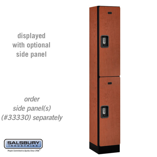Salsbury 12" Wide Double Tier Designer Wood Locker - 1 Wide - 6 Feet High - 15 Inches Deep - Cherry - Silver Resettable Combination Locks - Sweatfully