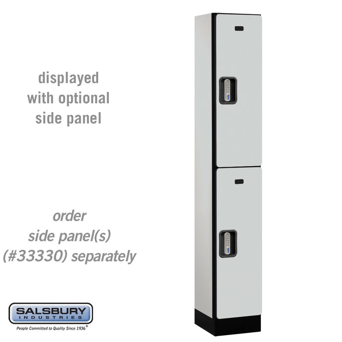 Salsbury 12" Wide Double Tier Designer Wood Locker - 1 Wide - 6 Feet High - 15 Inches Deep - Gray - Silver Electronic Locks - Sweatfully