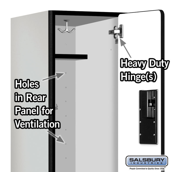 Salsbury 12" Wide Double Tier Designer Wood Locker - 1 Wide - 6 Feet High - 15 Inches Deep - Gray - Hasps - Sweatfully